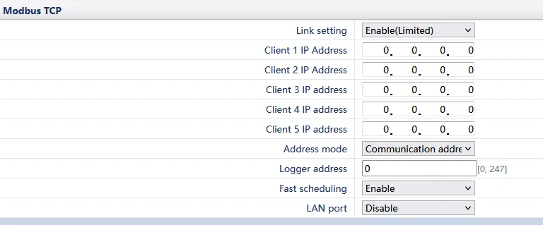 De instelling Limited op de Huawei Smartlogger 3000